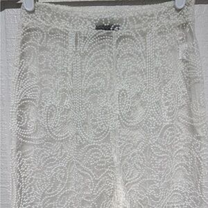 White Fox sheer Lace Flare Pants white size XS